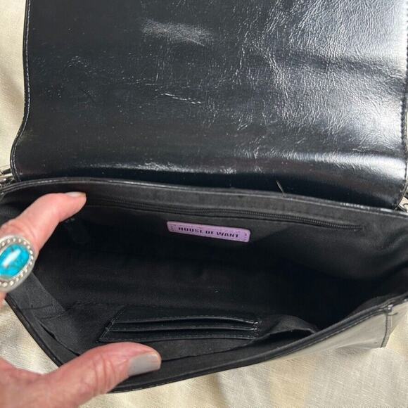 House of Want vegan black leather purse chain shoulder strap Y2K Capsule style - Picture 11 of 16